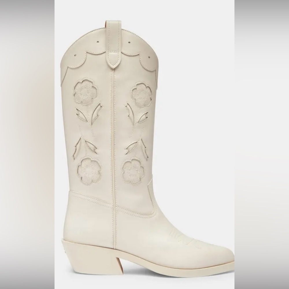 Women's Ivory Floral Embroidered Western Boots - Picture 2 of 8